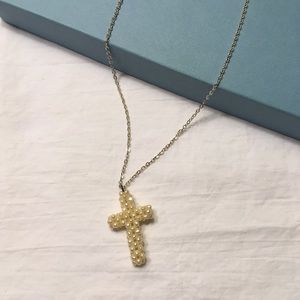 FINAL PRICE Pearl Cross Sterling Silver Necklace